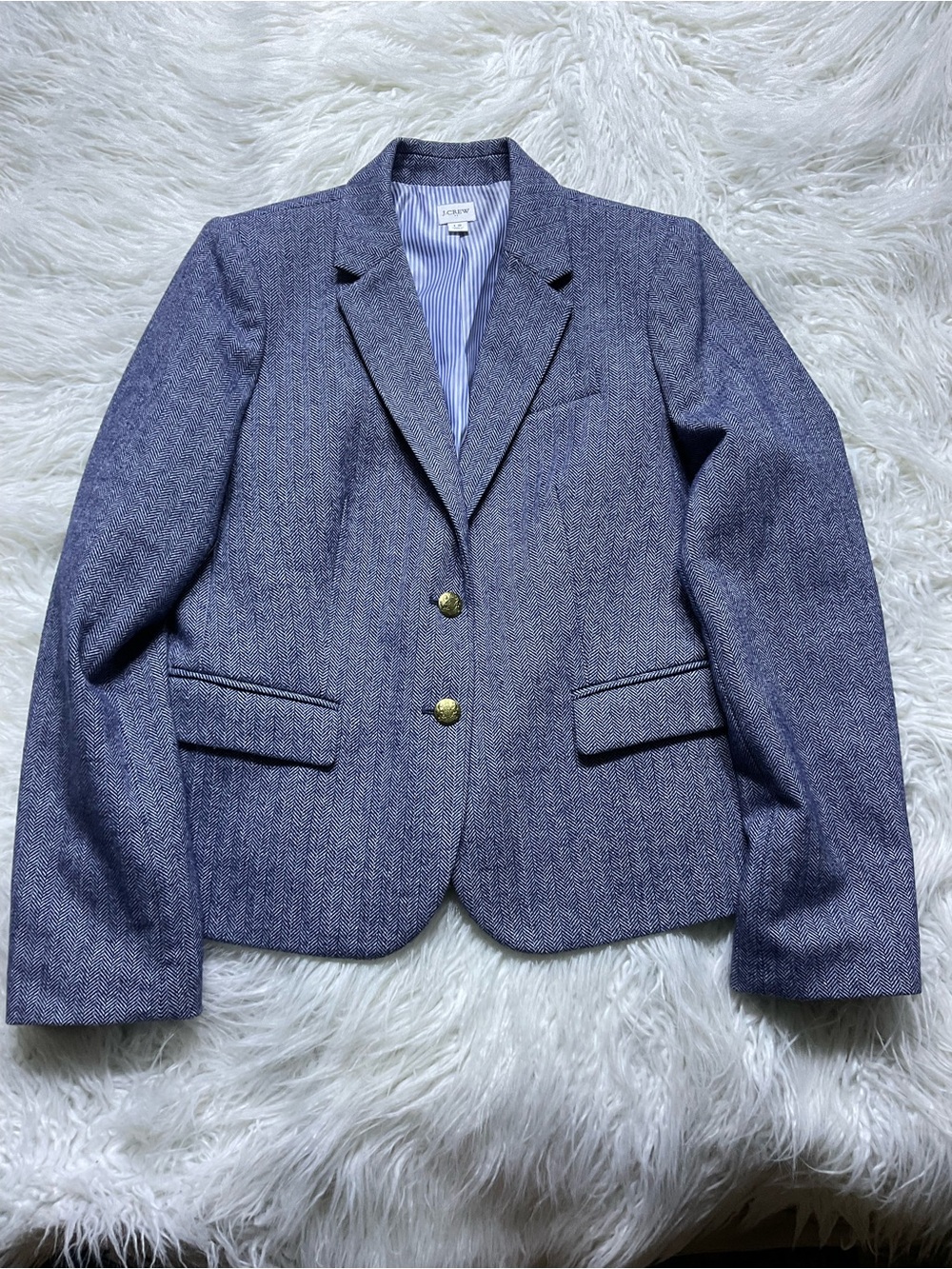 J Crew Herringbone Wool-blend Schoolboy Blazer